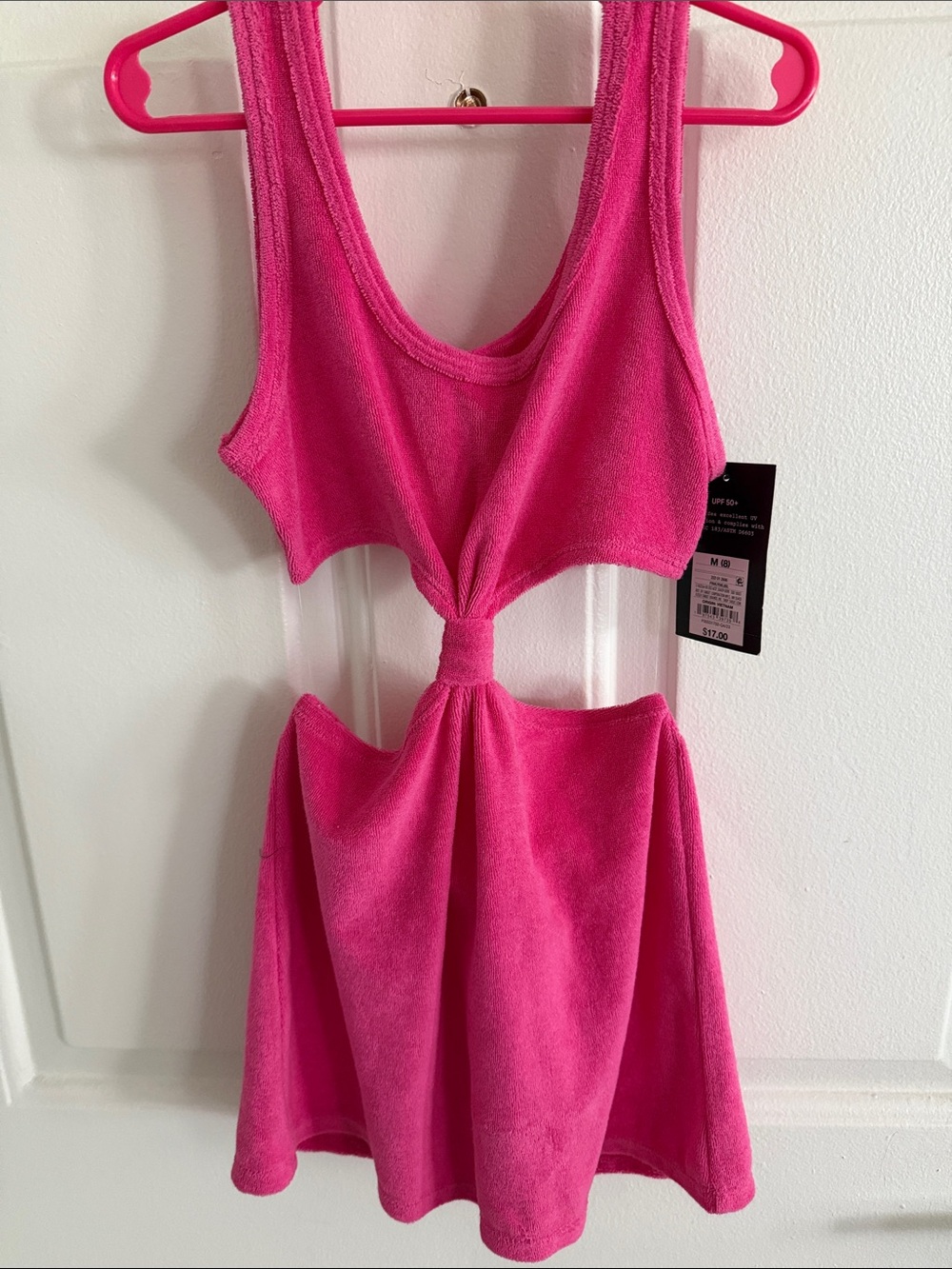 Art Class Pink Cover Up Dress Swim Cut Out. Size 8
